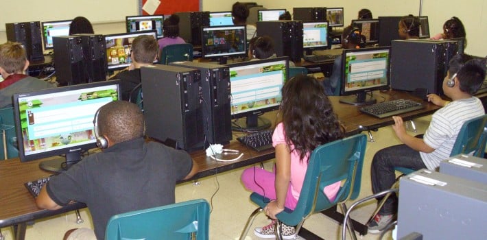 Students working in new computer lab