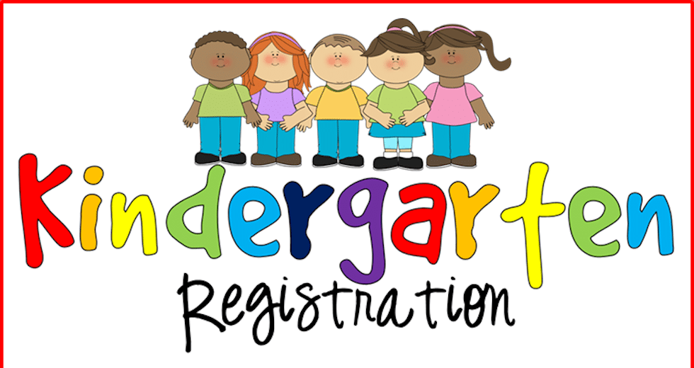 Kindergarten Registration Logo with 5 cartoon like children