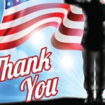 Thank You with Soldier Saluting American Flag