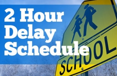 2 hour delay with school crossing sign